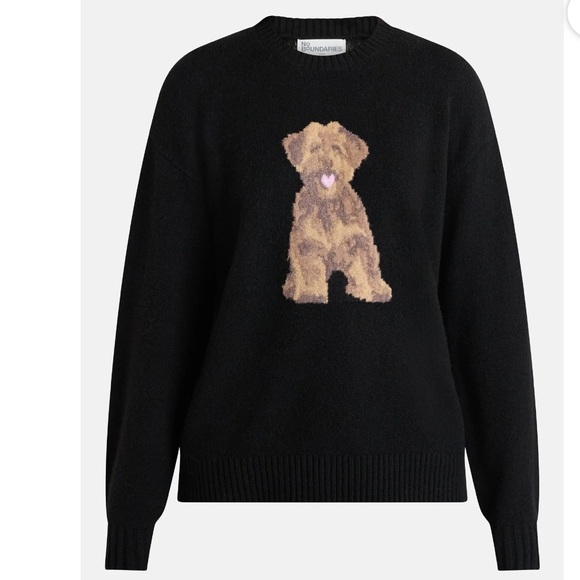 No Boundaries Black Puppy Dog Crewneck Sweater - Picture 3 of 13